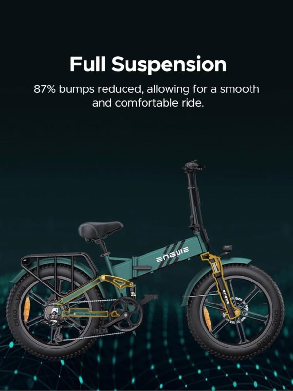 ENGWE Velo Electrique Pliable Vélo Électrique avec 20x4.0 Pouces Fat Tire,16Ah Batterie Amovible jusqu'à 150KM/110KM, Suspension complète,8 Vitesses, Engine Pro/Engine Pro 2.0 – Image 2