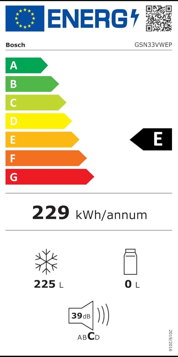 Bosch GSN33VWEP Congélateur vertical pose-libre Série 4, 225L, 4 tiroirs de congélation, 176 x 60 cm, Blanc [Classe énergétique E] – Image 4