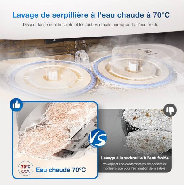 ECOVACS Robot Aspirateur Laveur DEEBOT T30 Pro Omni Mini Station, Nettoyage Humide adaptatif TruEdge, ZeroTangle, 11 000 PA, Nettoyage des serpillières à l'eau Chaude, Nettoyage en Profondeur – Image 7
