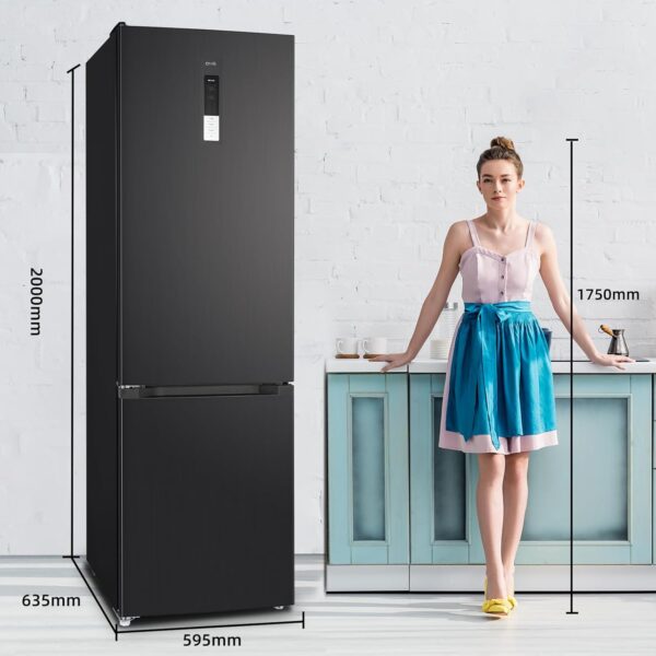CHIQ Réfrigérateur congélateur combiné, 356 L(260 +96 L) total, Sans givre, Bac à légumes, Tiroirs profonds, Mode vacances, Alarme de porte, Garantie 12 ans pour compresseur, Inox FBM351LEI42 [Classe énergétique D] – Image 5