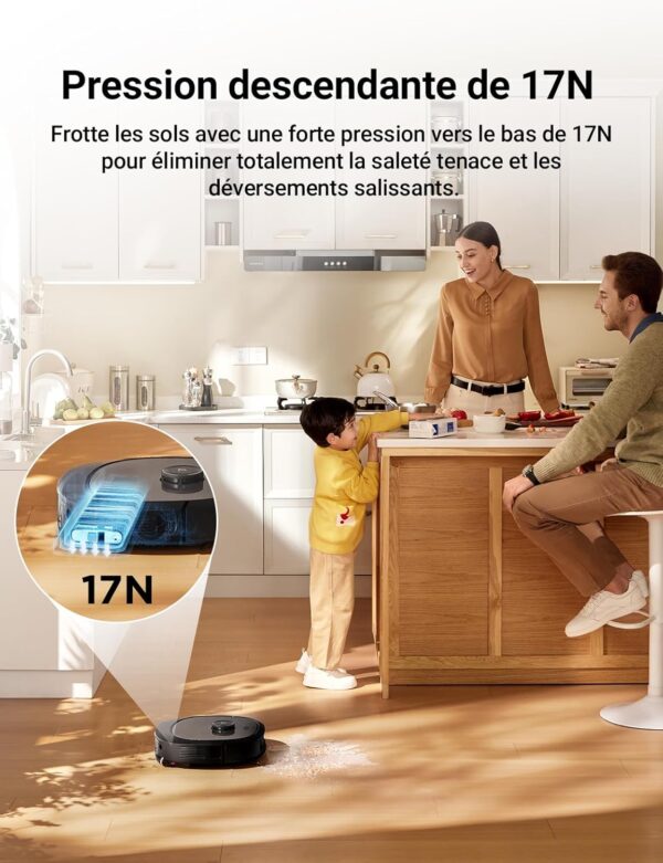 Eureka J20 Robot Aspirateur Laveur Serpillière à Chenille 17 N, 6000mAh Aspirateur Robot Laveur avec Station Autonettoyante, 8000 Pa, Détection de Tapis, AI Détection d'Obstacles, Commande Vocale – Image 2