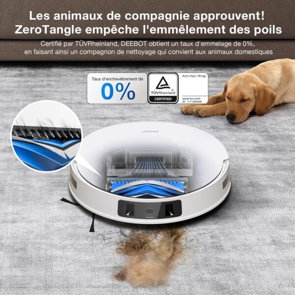 ECOVACS Robot Aspirateur Laveur DEEBOT T30 Pro Omni Mini Station, Nettoyage Humide adaptatif TruEdge, ZeroTangle, 11 000 PA, Nettoyage des serpillières à l'eau Chaude, Nettoyage en Profondeur – Image 4