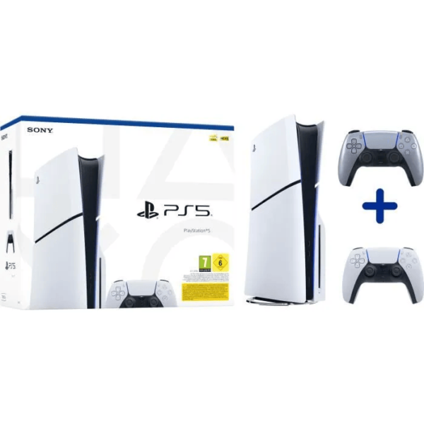 Pack PS5 Standard : Console PS5 (Modèle Slim) + 2ème Manette sans fil PS5 DualSense Silver – Image 4